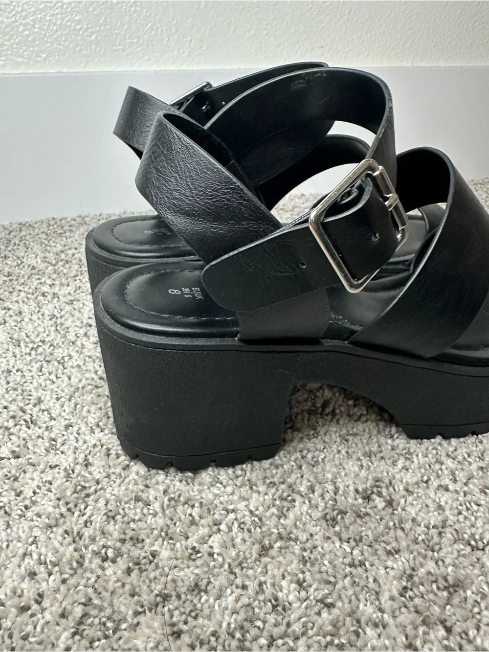 Chunky Black Platform Sandal Heels